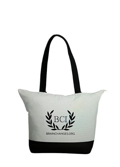 BLACK + WHITE ZIP COTTON TOTE BAG - LARGE