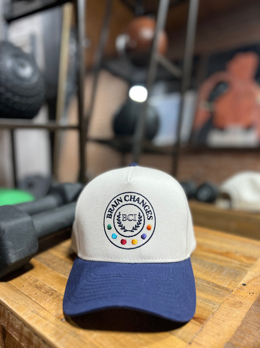 Premium BCI Brain Health Hat - Cream & Vintage Blue